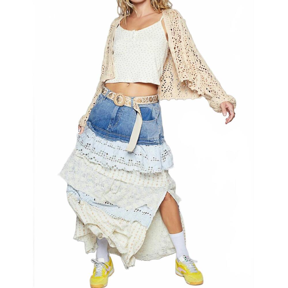 NEW POL bluebell boho maxi skirt in multi - Picture 7 of 7